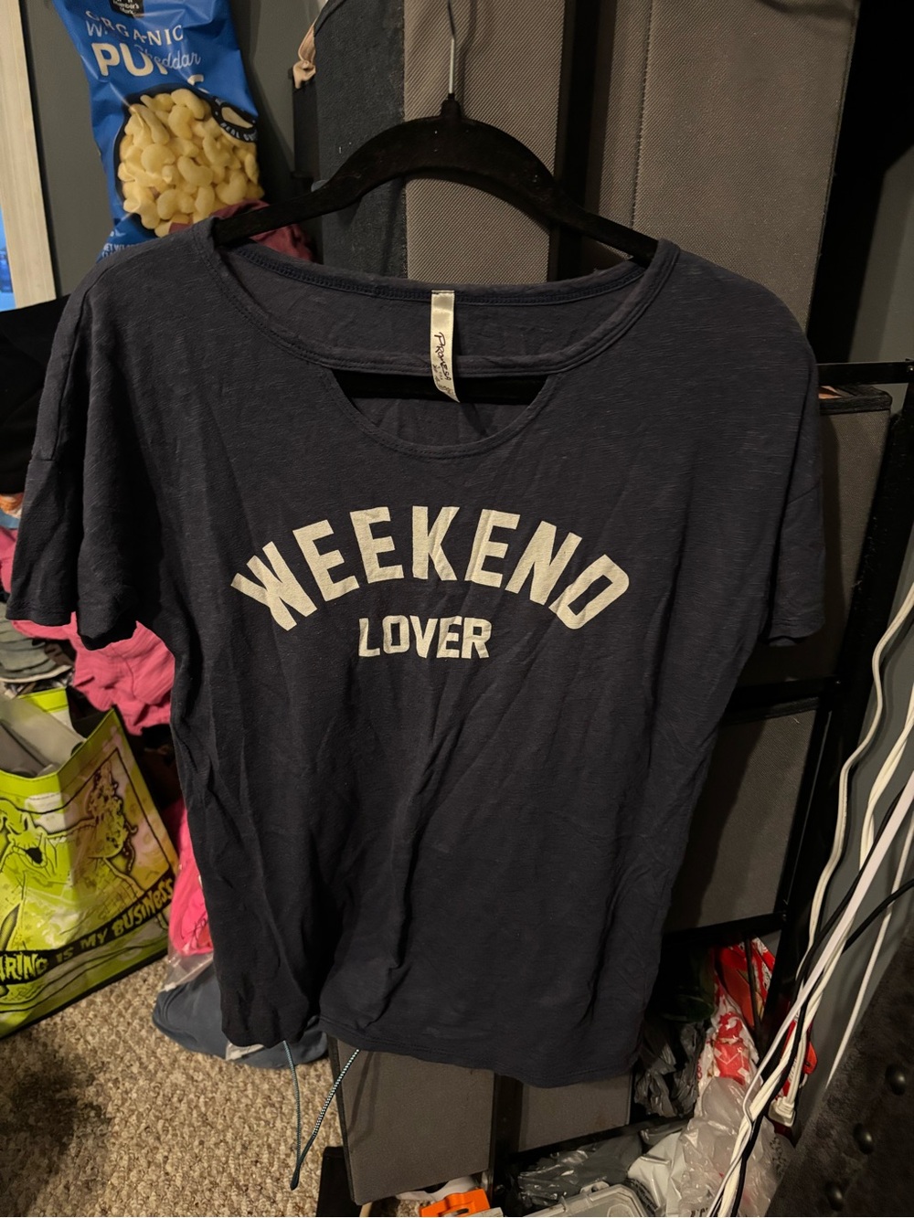 Promesa Weekend Lover Navy Graphic Tee - Casual Women’s Top Small